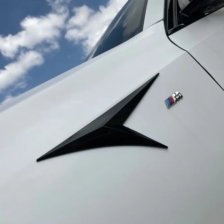 Universal Fender Side Emblem Trim Gloss Black Installed Fender