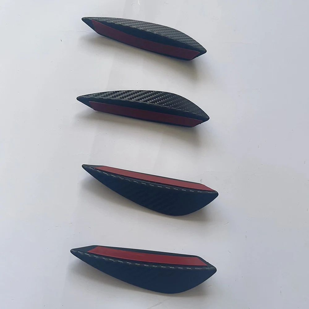 Universal Front Bumper Canards, 4-Piece Set, Gloss Black / Carbon Fibre Black 5 Four front bumper canards, angled view