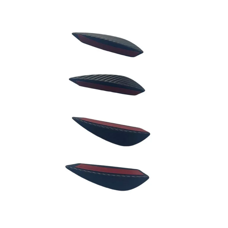 conjunto de 4 canards universais para para-choque dianteiro em preto fibra de carbono em fundo branco