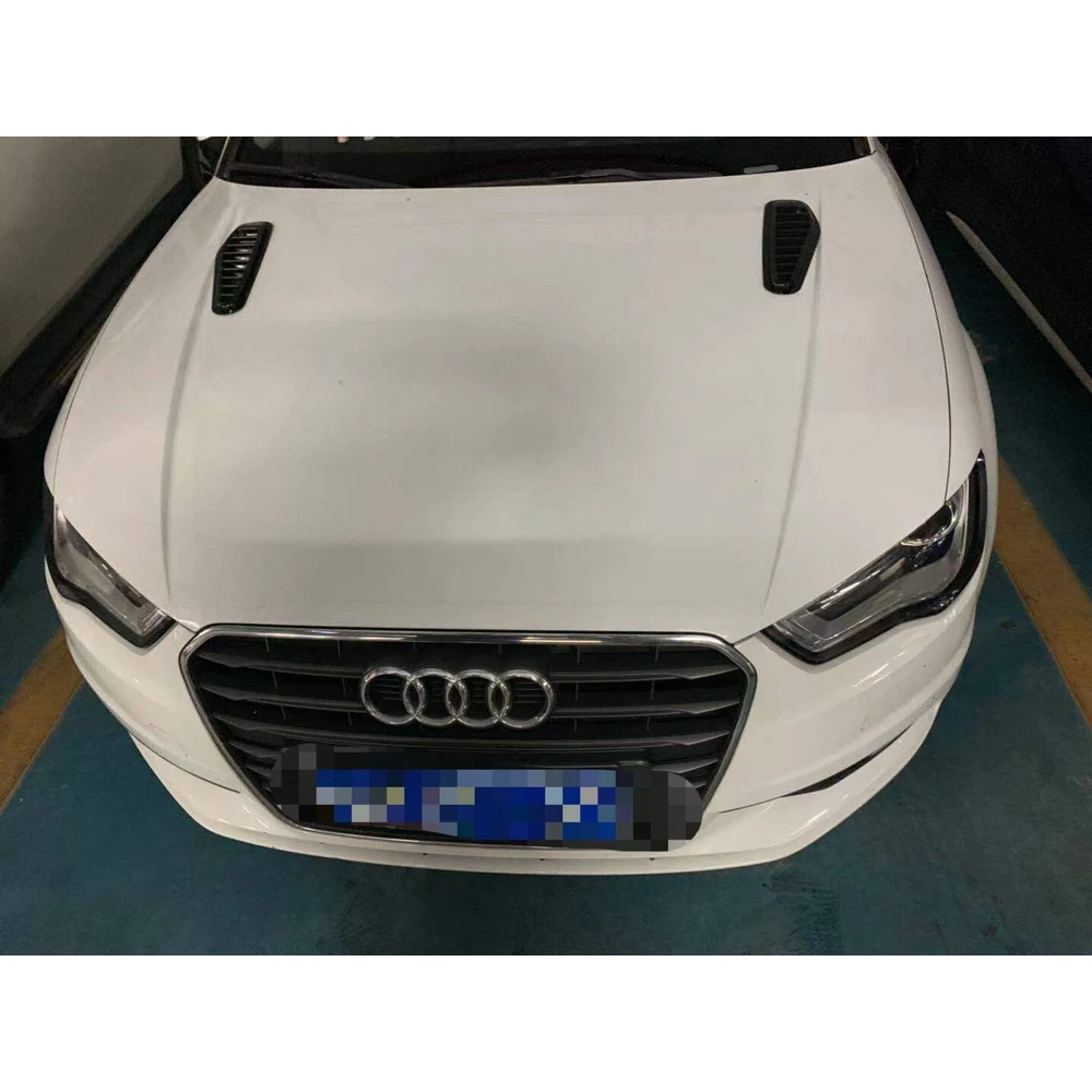 Best 11 Easy Exterior Car Mods for Detailing & Tuning Shops 5 Pair of black hood side vent louvers installed on a white car bonnet