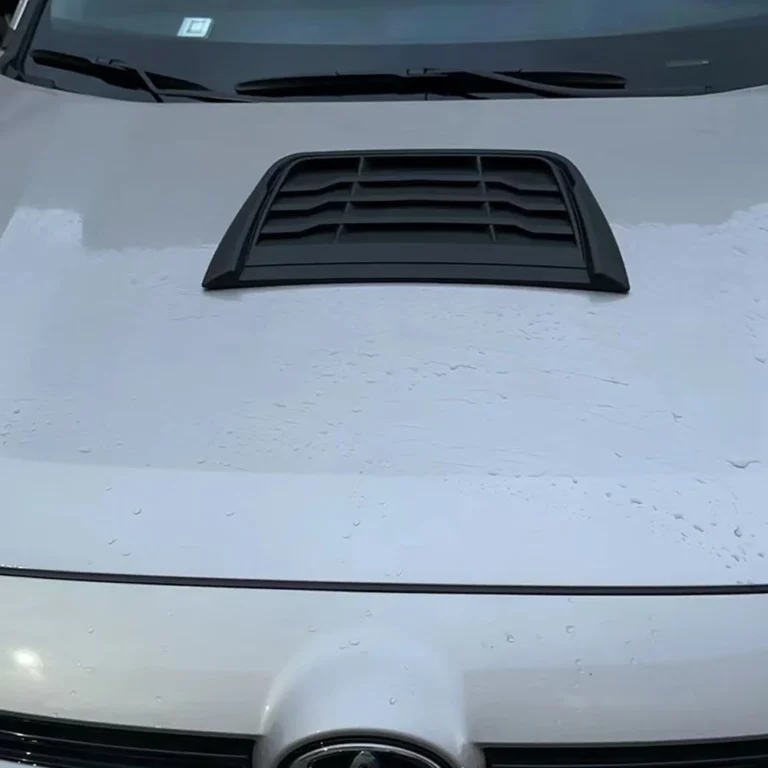 Universal Louvered Hood Vent Bonnet Scoop Matte Black Installed