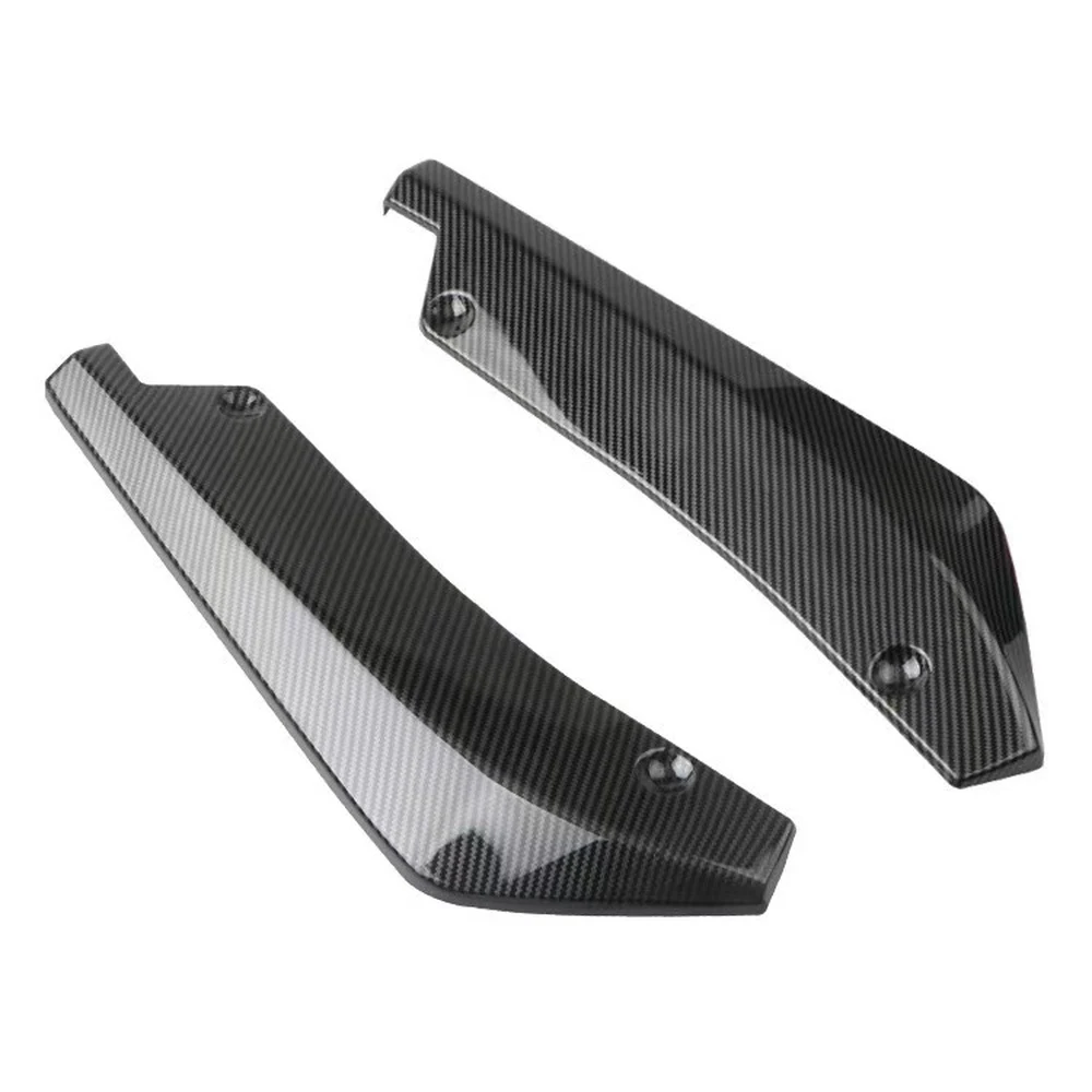 Carbon pattern rear bumper corner splitters, angled view
