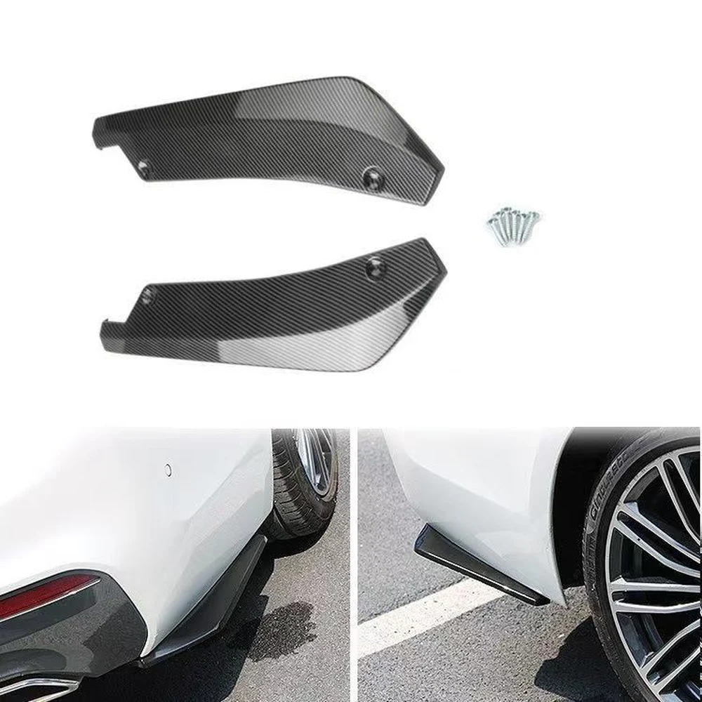Carbon pattern rear bumper corner splitters with screws and installed views