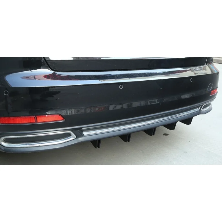 universal shark fin rear diffuser two piece installed black saloon