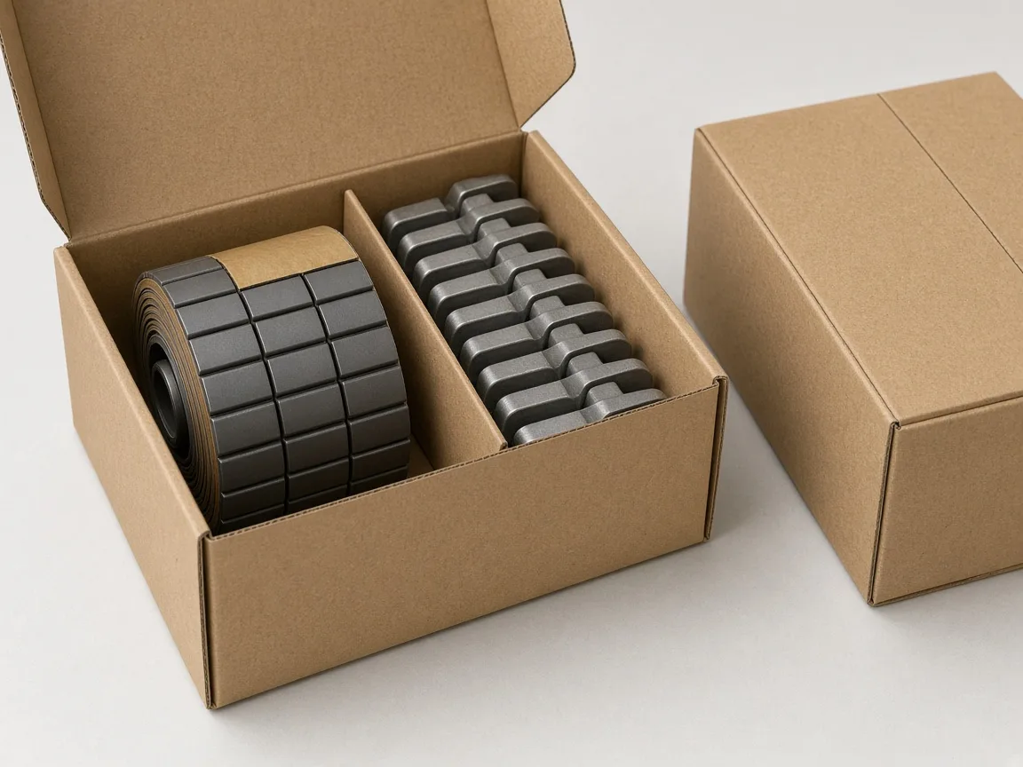 Adhesive and clip-on wheel balancing weights packed in a divided carton