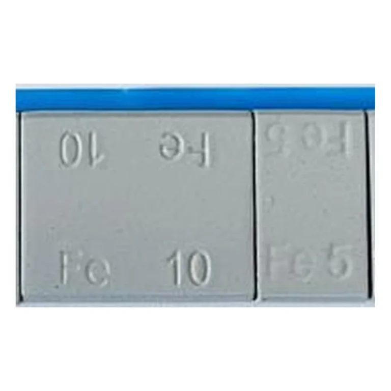 Close-up of grey coated Fe5 and Fe10 segments showing the wide blue tape edge