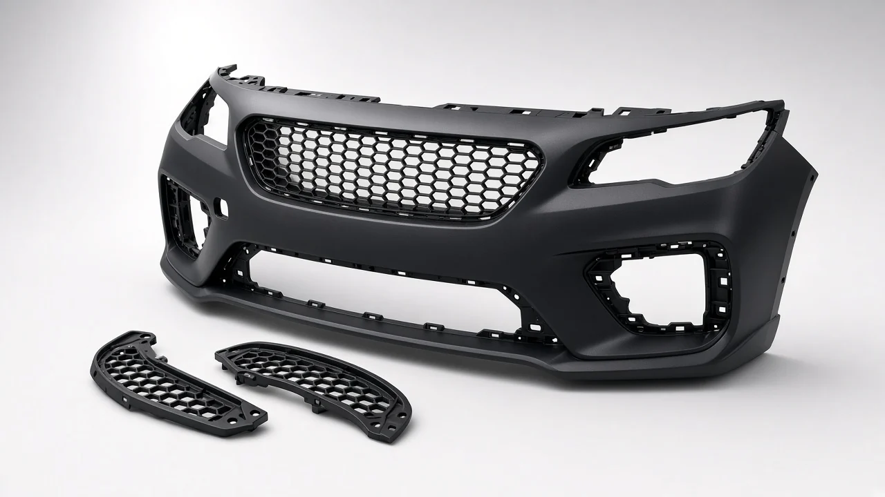 Replacement front bumper cover with honeycomb grille inserts