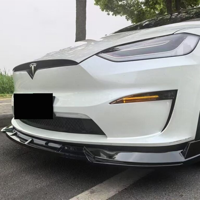 Yirox Three-Piece ABS Front Lip Kit for Tesla Model X - installed front view, plate obscured